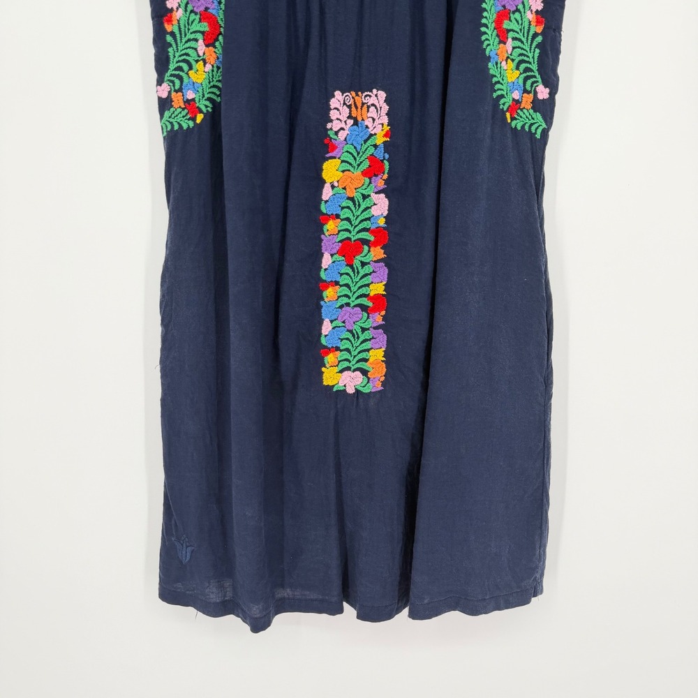 J. Marie Sarah Mini Dress Navy Blue Multicolor Floral Embroidered Sleeveless S - Picture 8 of 13